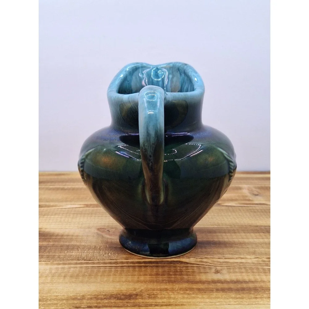 Hull Pottery USA Imperial Eagle Blue‎ Drip Glaze Pitcher F-91 1970s Bicentennial